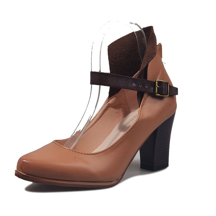 Chunky Heel Spenne Thread Western Tynne Sko