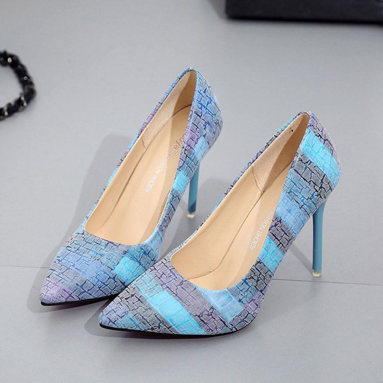 Color Block Slip-On Stiletto Heel Spiss Toe Pumps