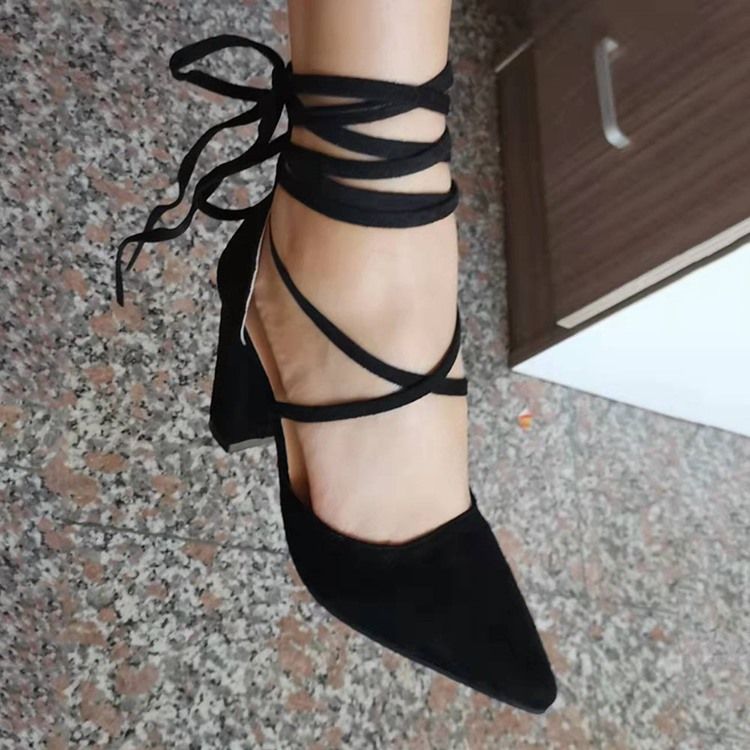 Lace-Up Lace-Up Chunky Heel Western Tynne Sko