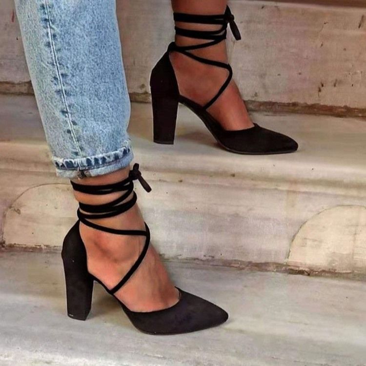 Lace-Up Lace-Up Chunky Heel Western Tynne Sko