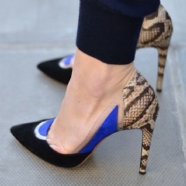 Patchwork Point Toe Pumps