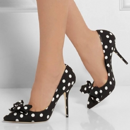 Polka Dots Bowtie Point Toe Pumps