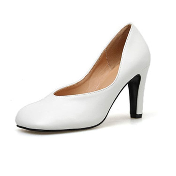 Pu Slip-On Square Toe Stiletthæl Kvinners Pumps