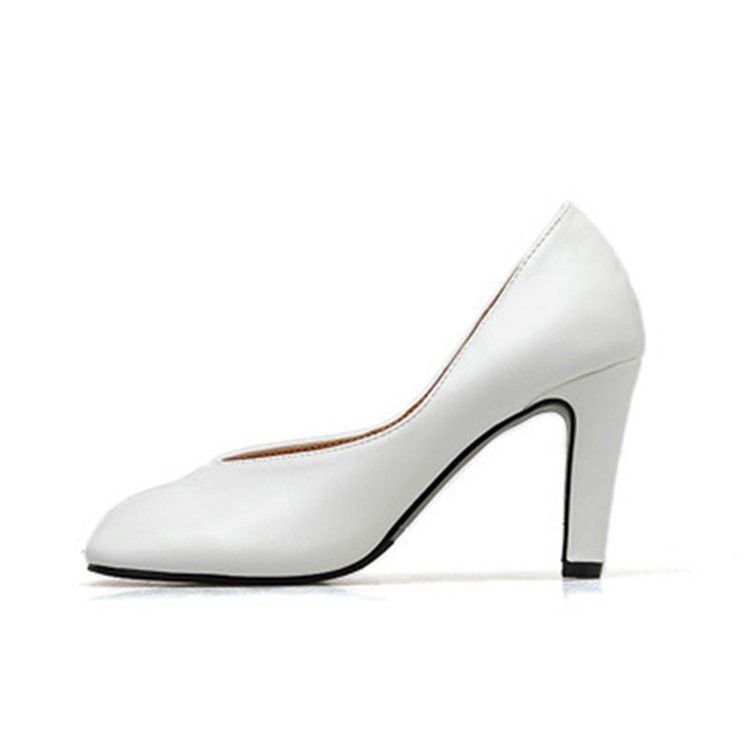 Pu Slip-On Square Toe Stiletthæl Kvinners Pumps