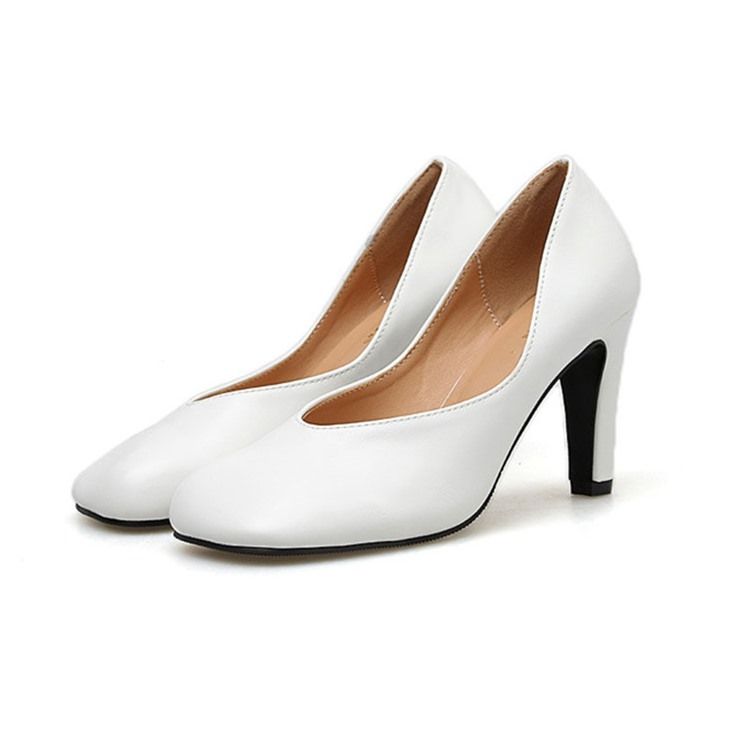 Pu Slip-On Square Toe Stiletthæl Kvinners Pumps