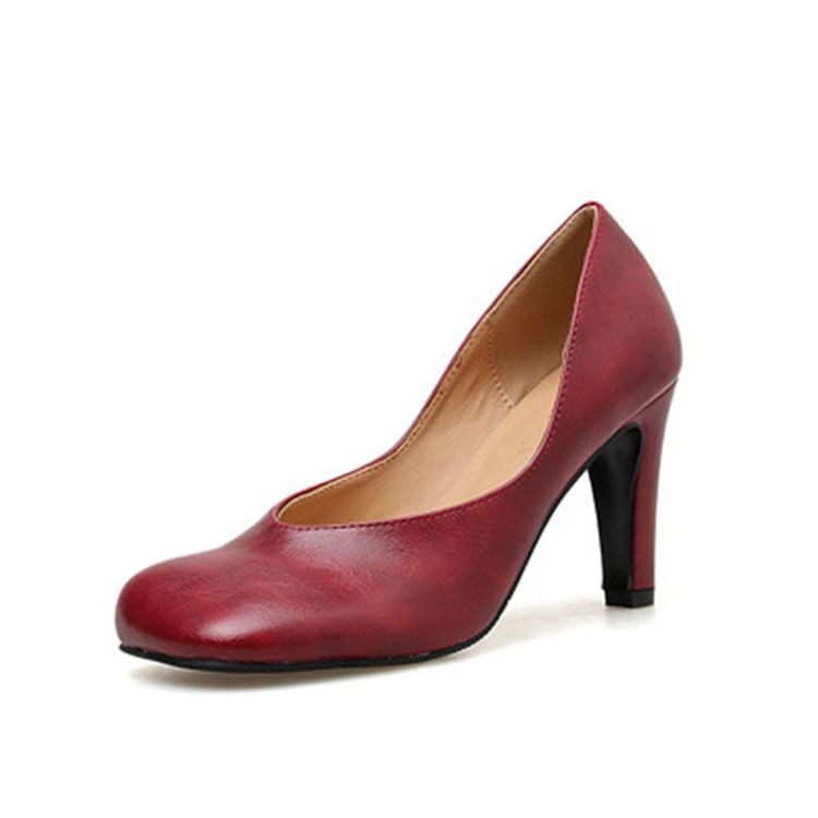 Pu Slip-On Square Toe Stiletthæl Kvinners Pumps