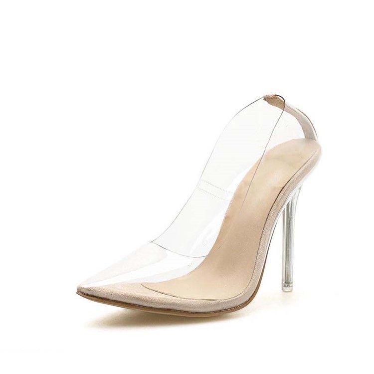 Pvc Slip-On Spiss Tå Stiletthæl Kvinners Pumps