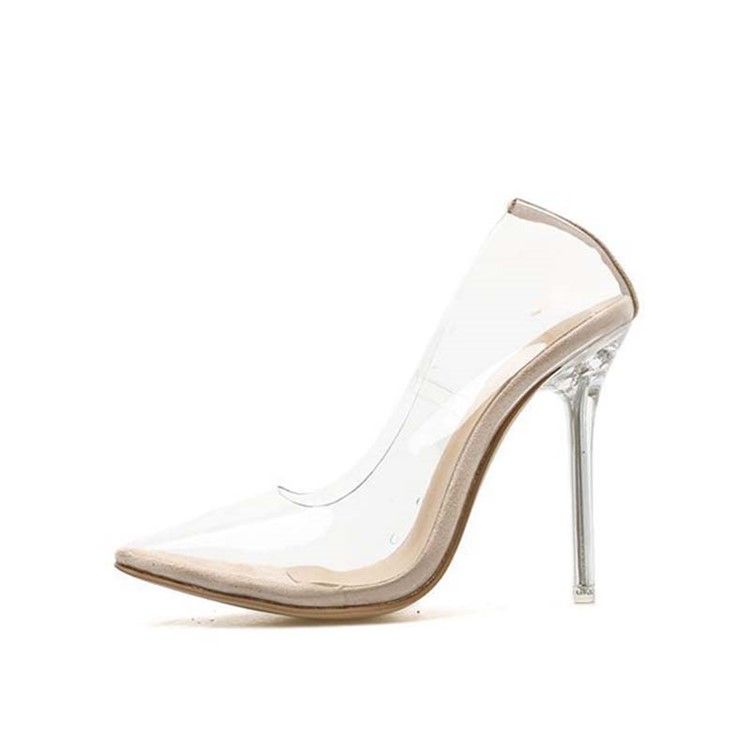 Pvc Slip-On Spiss Tå Stiletthæl Kvinners Pumps