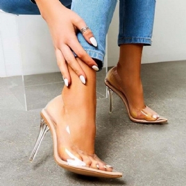 Pvc Slip-On Spiss Tå Stiletthæl Kvinners Pumps