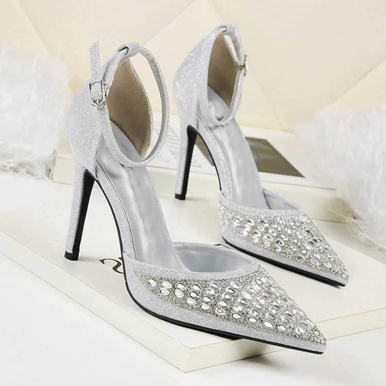 Rhinestone Spiss Tåspenne Stiletthæl Damepumper