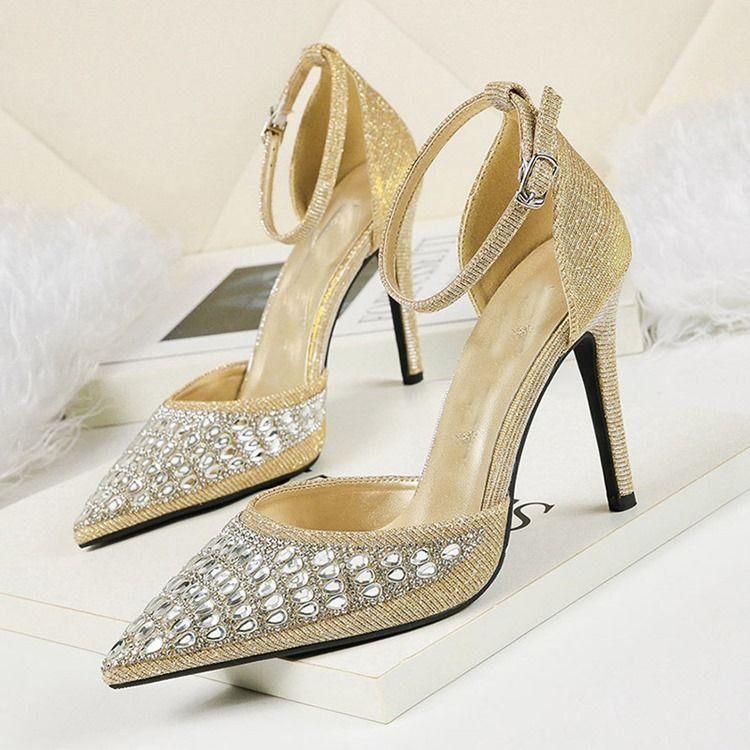 Rhinestone Spiss Tåspenne Stiletthæl Damepumper