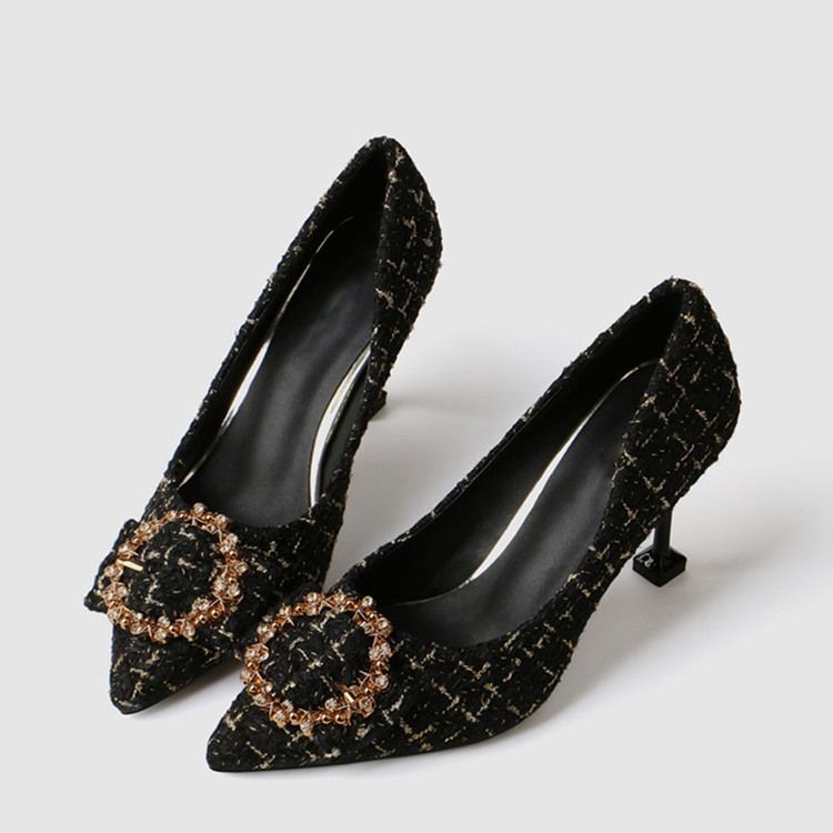 Rhinestone Stiletthæl Spiss Tå Slip-On Pumper For Kvinner