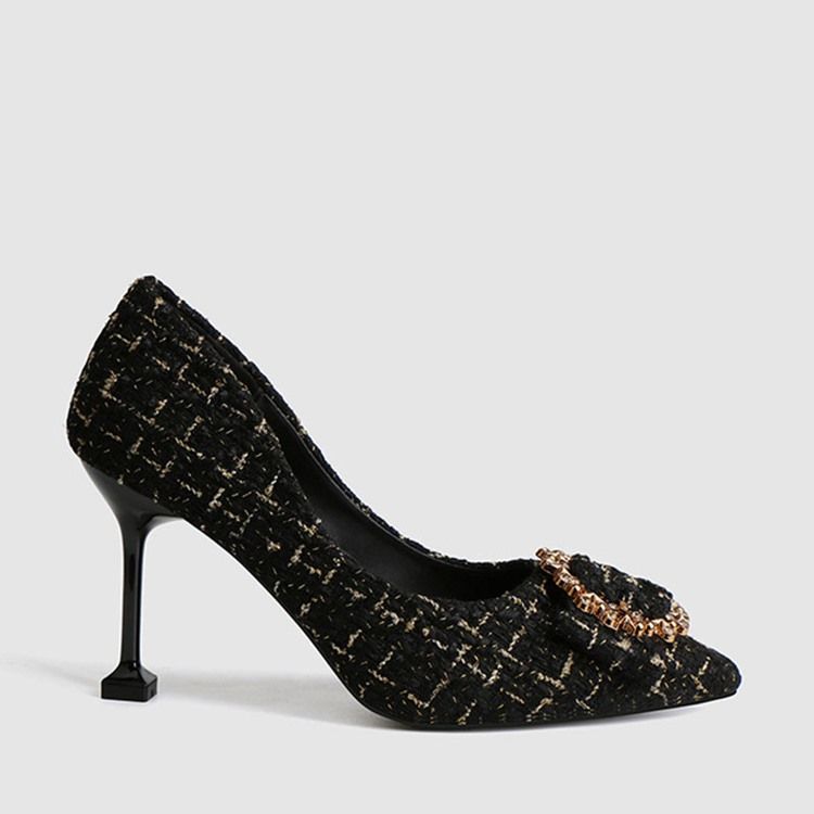 Rhinestone Stiletthæl Spiss Tå Slip-On Pumper For Kvinner