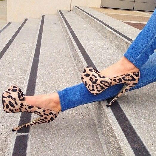 Sexy Leopard Pumps Med Rund Tå