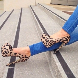 Sexy Leopard Pumps Med Rund Tå