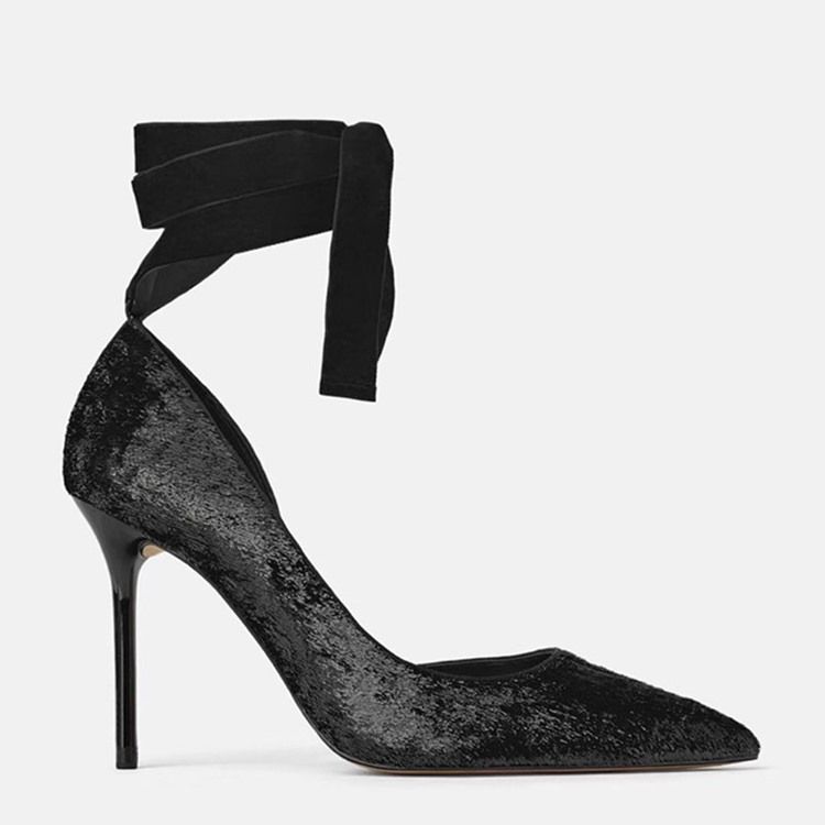 Spiss Tå Stiletthæl Cross Strap Dame Pumps