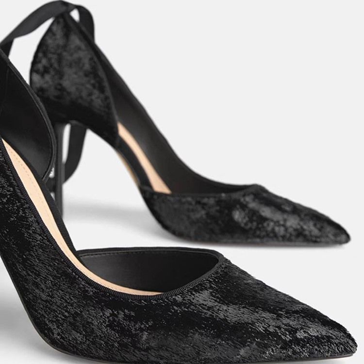 Spiss Tå Stiletthæl Cross Strap Dame Pumps