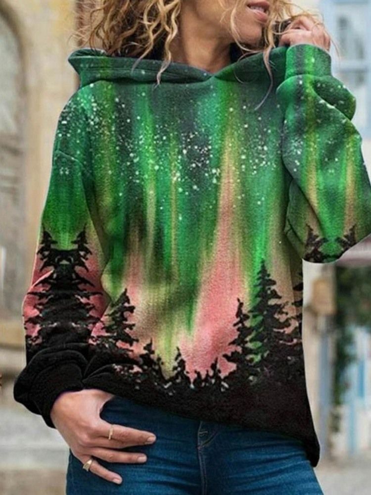 Galaxy Print Standard Fleece-Hettegenser For Kvinner