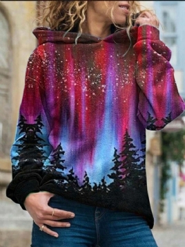 Galaxy Print Standard Fleece-Hettegenser For Kvinner