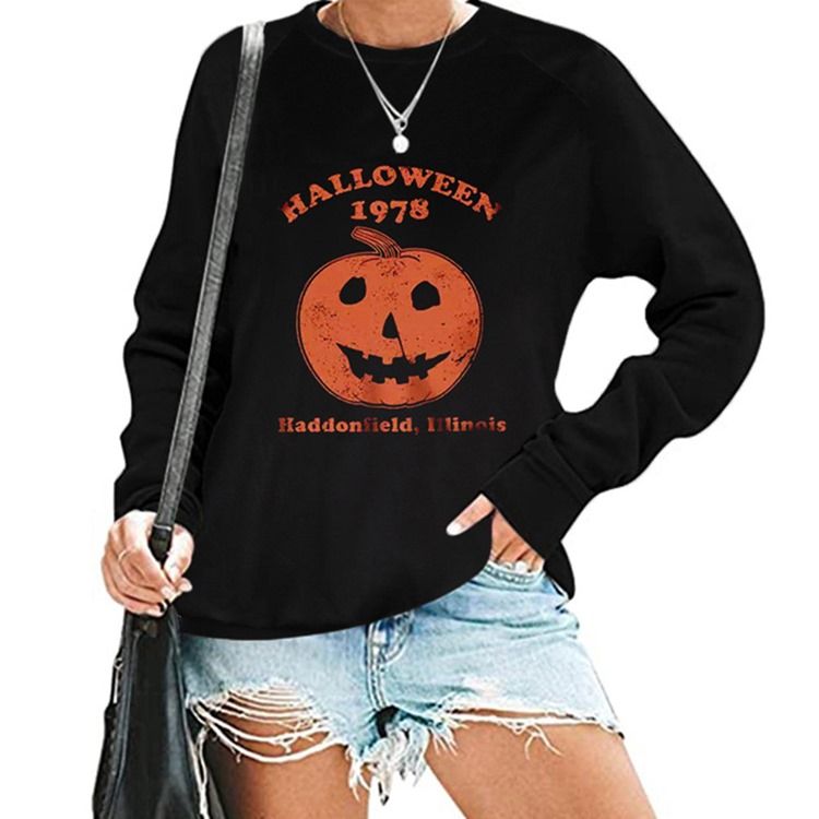 Halloween Print Skull Raglan Sleeve Rund Hals Langermet Hettegenser