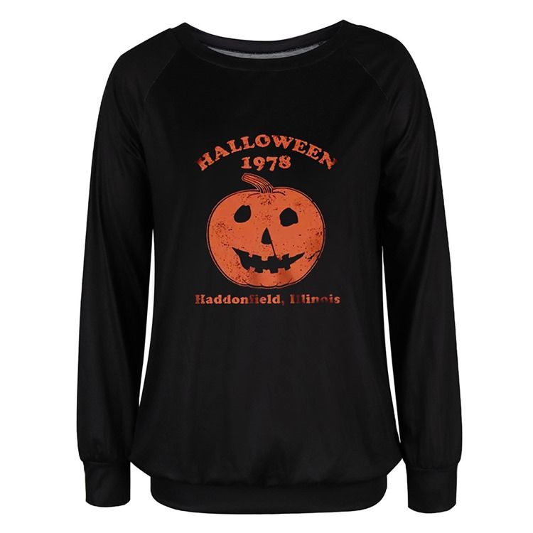 Halloween Print Skull Raglan Sleeve Rund Hals Langermet Hettegenser