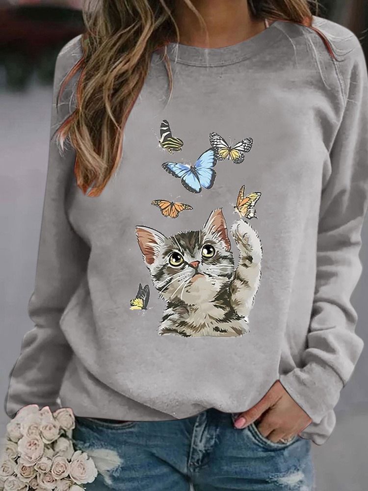 Raglan Sleeve Animal Patchwork Rundhals Fall-Hettegenser