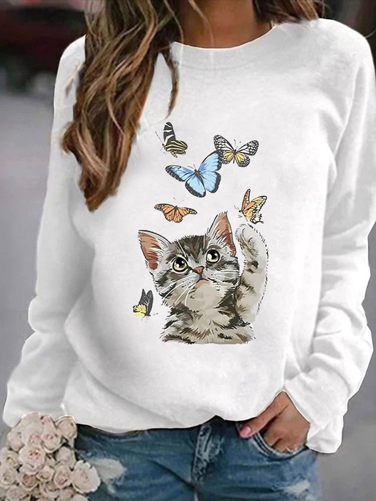 Raglan Sleeve Animal Patchwork Rundhals Fall-Hettegenser