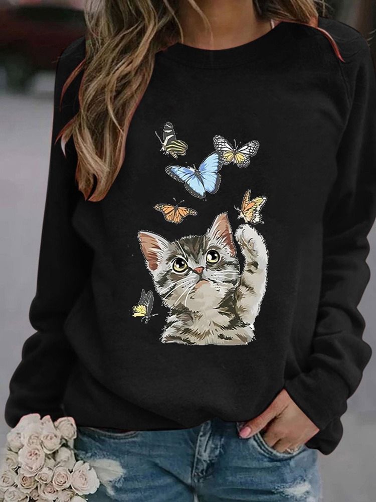 Raglan Sleeve Animal Patchwork Rundhals Fall-Hettegenser