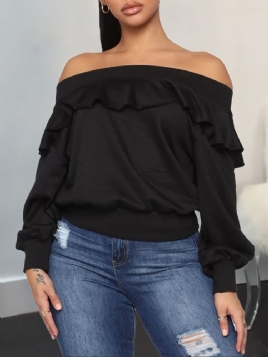 Vanlig Falbala Off Shoulder Fall-Hettegenser