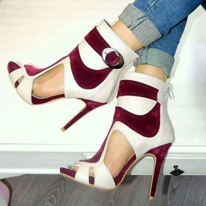 Color Block Peep Toe Stiletto-Sandaler