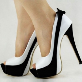 Elegant Kontrastfarge Peep Toe Platform Stiletto-Sandaler