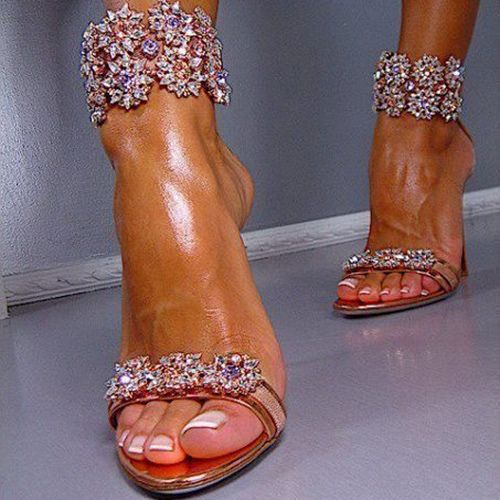 Glitrende Rhinestone Stiletto-Sandaler Med Åpen Tå