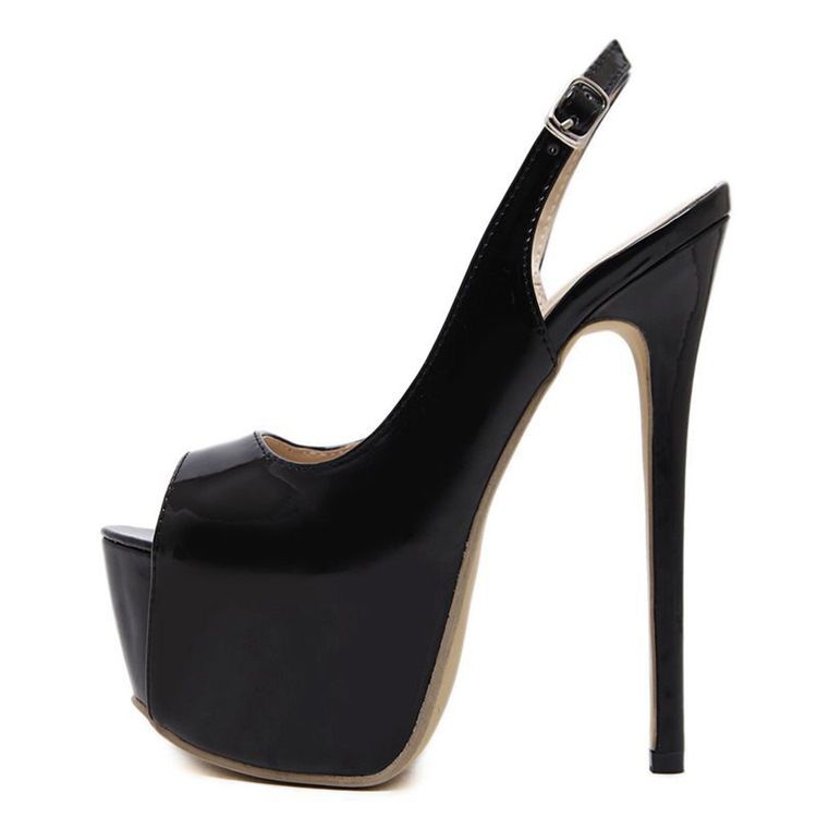 Pu Peep Toe Stiletthæl Slingback Stropp Damesandaler