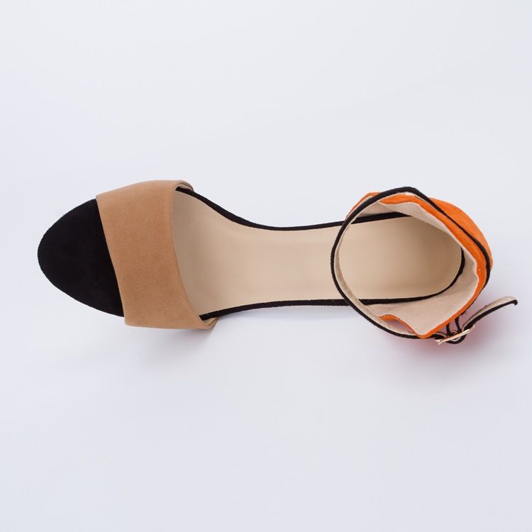 Sling Back Patchwork Oransje Stilettos Sandaler