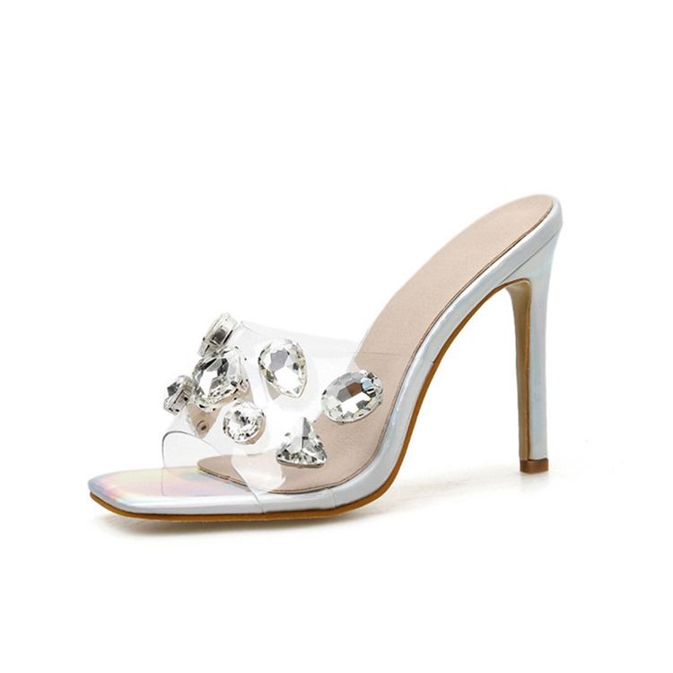 Slip-On Toe Ring Rhinestone Profesjonelle Tøfler For Kvinner