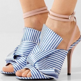 Sløyfe Stripe Ankelstropp Stiletthæl Damesandaler