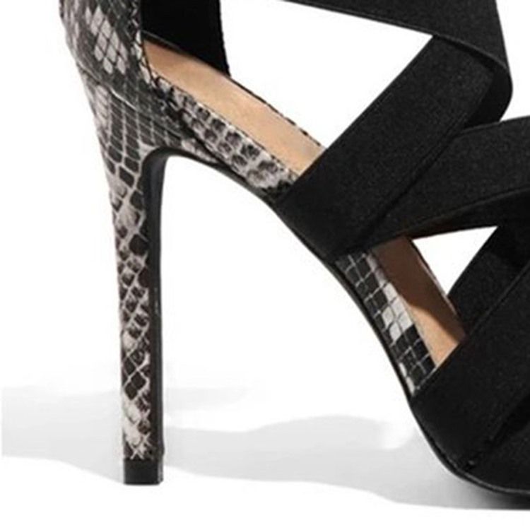 Stiletthæl Peep Toe Glidelås Patchwork-Sandaler