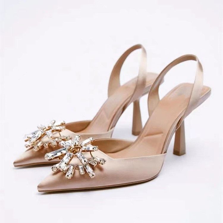 Stiletthæl Slingback Strap Slip-On Rhinestone Sandaler