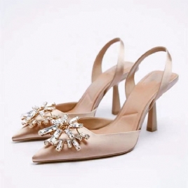 Stiletthæl Slingback Strap Slip-On Rhinestone Sandaler