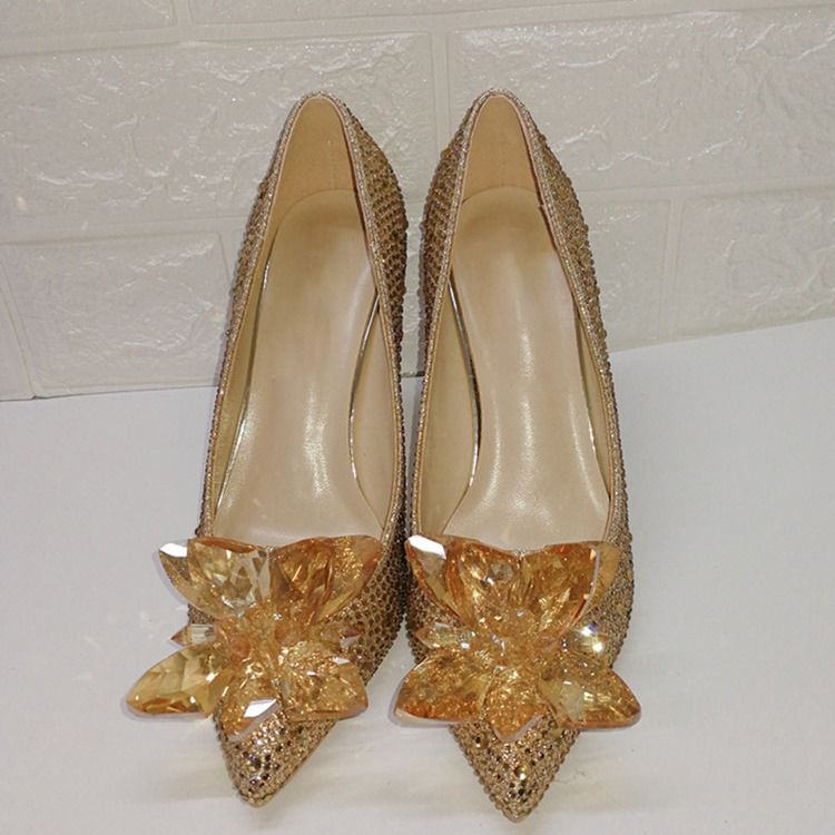 Stiletthæl Slip-On Rhinestone Western Tynne Sko