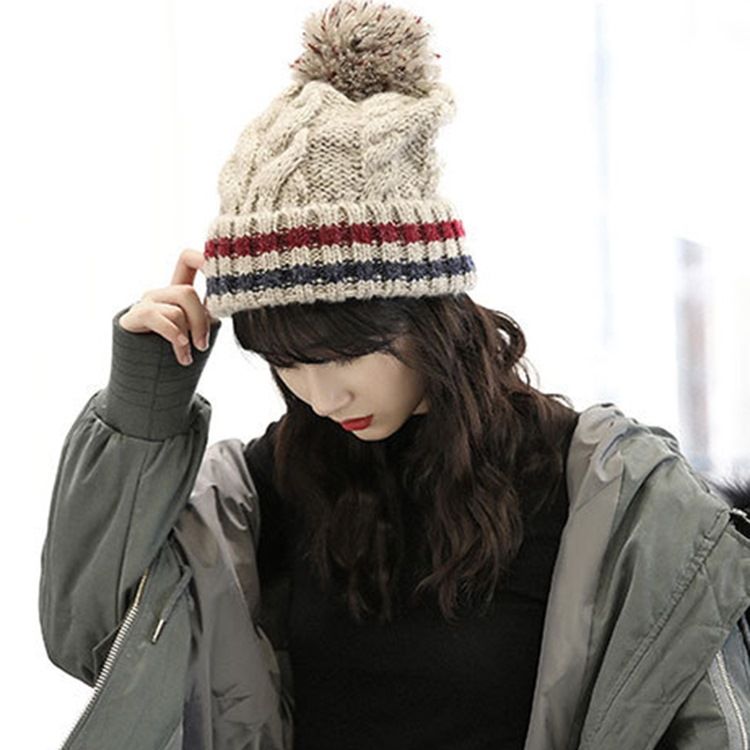 Patchwork Strikket Stripe Fall Casual Hatter