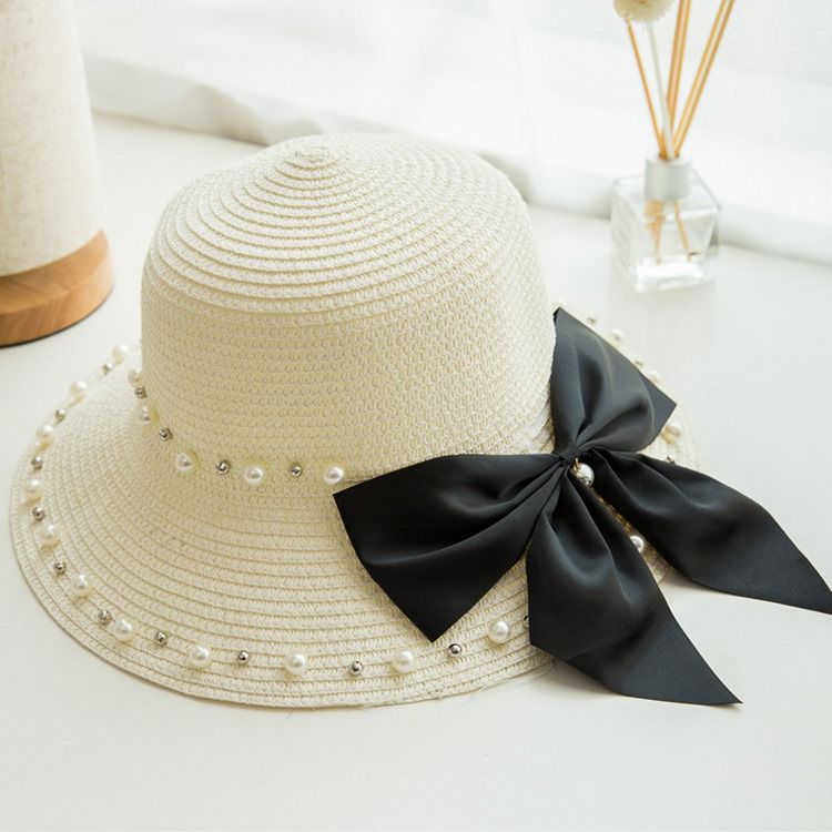 Pearl Bowknot Solhatt