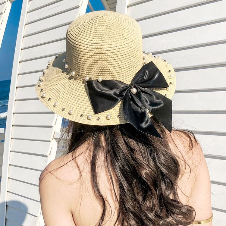 Pearl Bowknot Solhatt