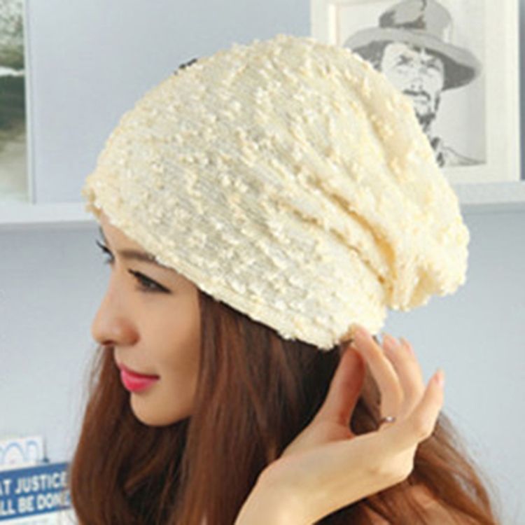 Søt Soild Farge Paillette Blonder Butterfly Dame Warm Hat