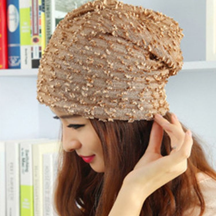 Søt Soild Farge Paillette Blonder Butterfly Dame Warm Hat