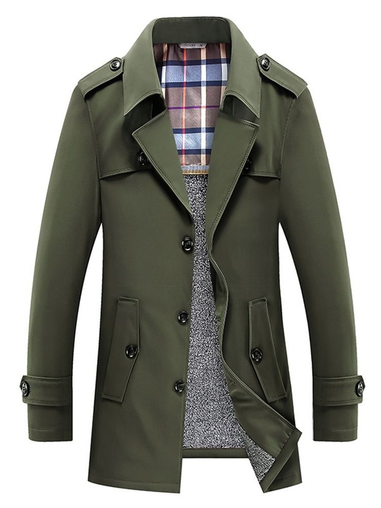 Button Standard Vanlig Tynn Slim Trench Coat