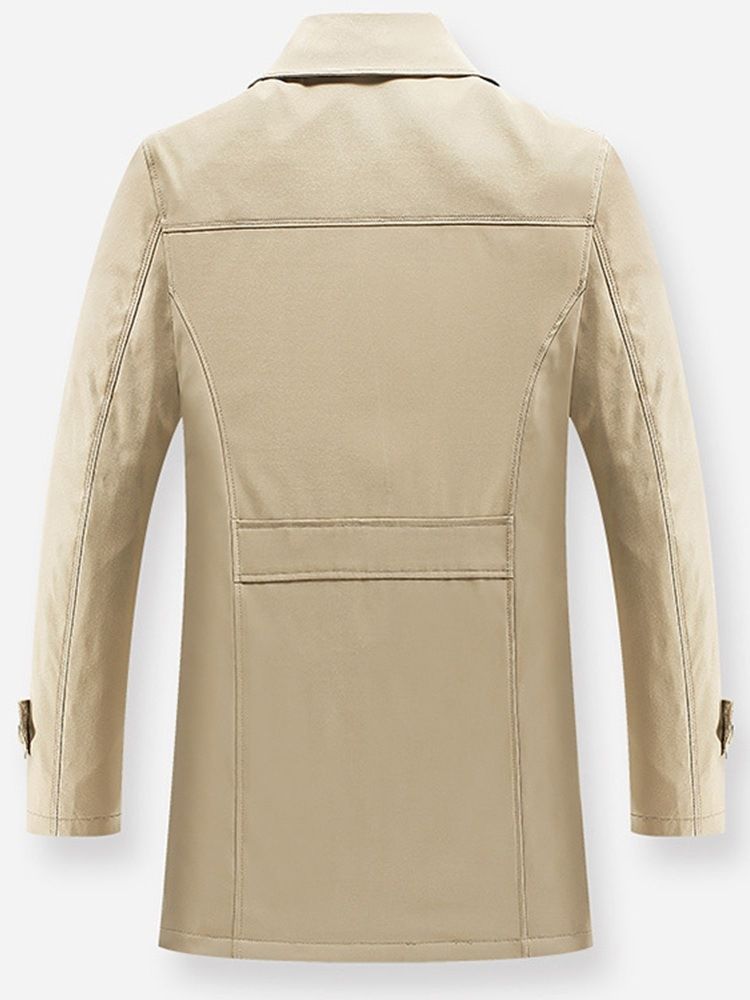 Button Standard Vanlig Tynn Slim Trench Coat