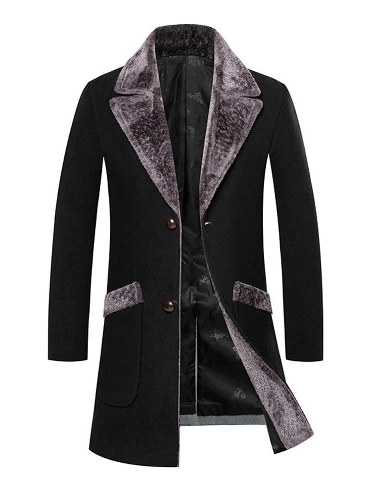 Lapel Pocket Mid-Length Korean Winter Coat