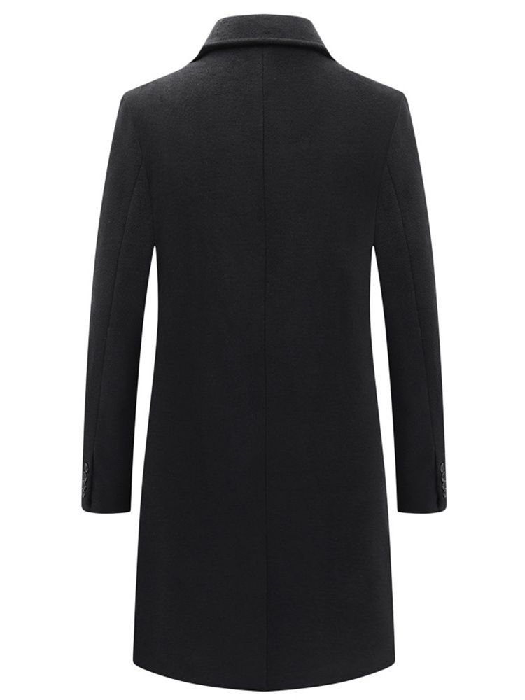 Plain Button Lapel England Double-Breasted Coat