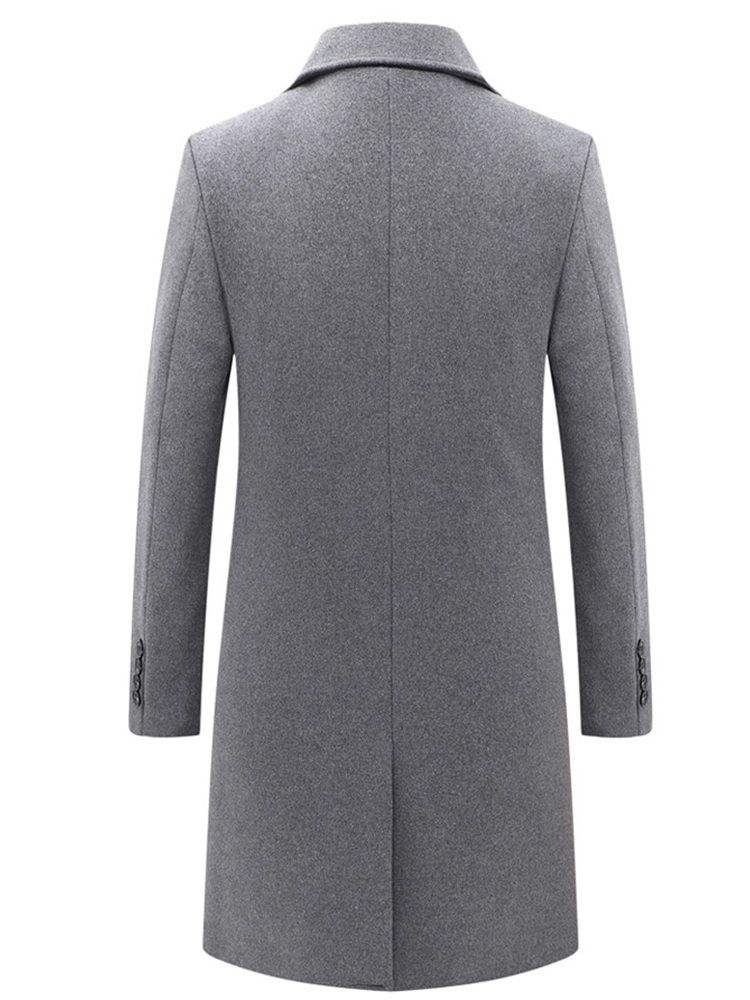 Plain Button Lapel England Double-Breasted Coat